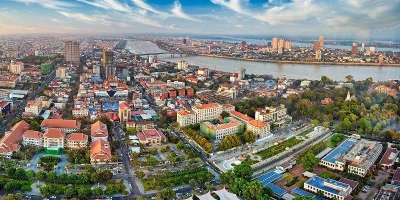 Aerial view of Phnom Penh, Cambodia