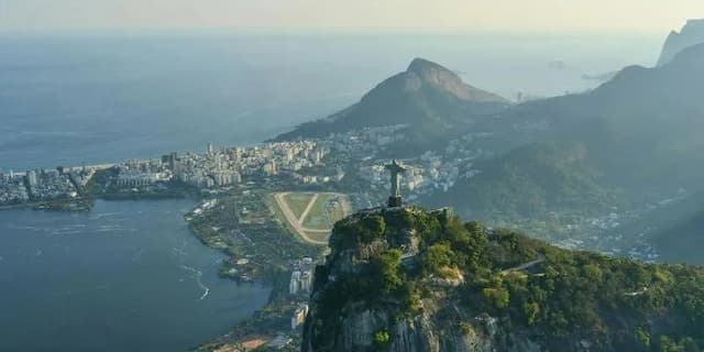 Aerial view of Christ the Redeemer, Rio de Janeiro, Brazil